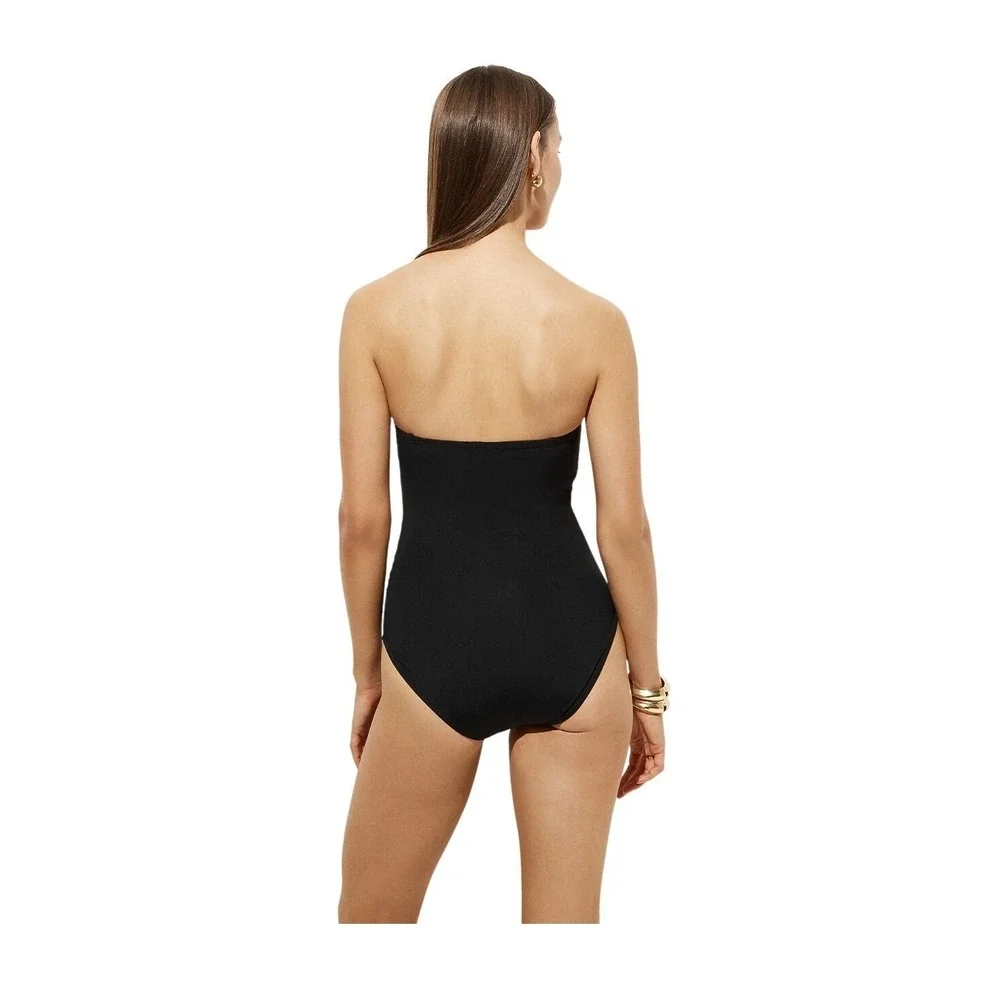 J. Crew Gemma Ruched Bandeau One Piece Swimsuit Black Nylon 8